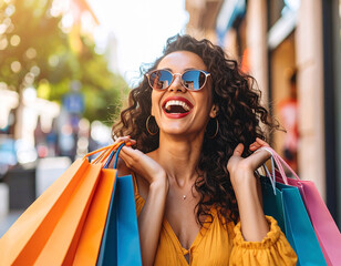 sale、セール、バーゲン、買い物、ショッピング、楽しい、笑う、買い物袋、ショップバック、抱える