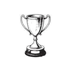 Hand drawn black and white illustration of a classic trophy cup