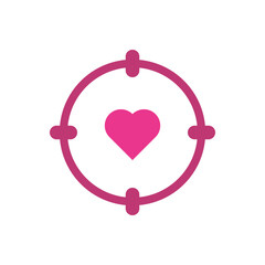 Love target icon with heart symbol icon vector. Precision love targeting icon for relationship or dating concept. 