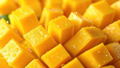 Close-up of Juicy Mango Cubes