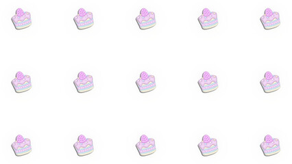 いちごのぷっくりミニパステルケーキパターン♪PNG