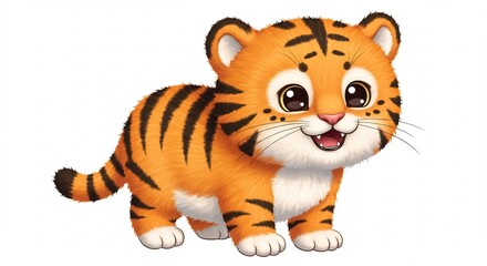 愛らしい虎の子 明るい色彩で輝く瞳 元気いっぱい. AI Generated