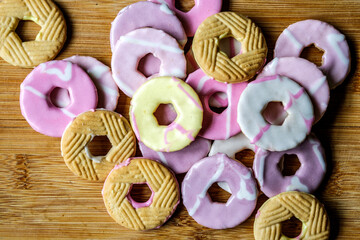Fun Iced Shortcake Ring Biscuits Colouful and Tasty