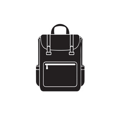 Simple black backpack icon illustration for travel and school