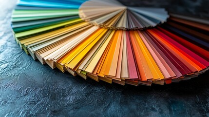 Circular color swatch fan displaying a wide spectrum of hues.