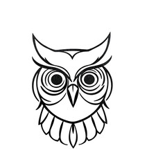 Fototapeta premium Owl line art drawing illustration vector graphic black and white animal outline design tattoo stencil clipart bird