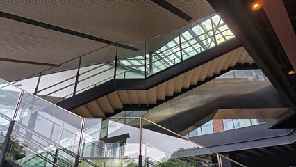 Abstract Glass and Steel Architecture with Upward Perspective