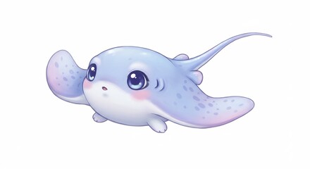 愛らしい青いエイ 穏やかな光に包まれて優雅に泳ぐ. AI Generated