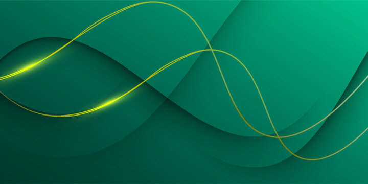 green abstract background decorated with luxury golden lines vector illustration