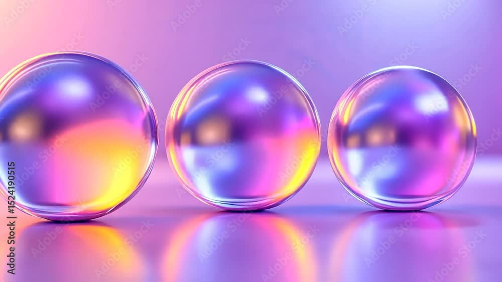 Poster Three iridescent spheres in a soft pastel color gradient.