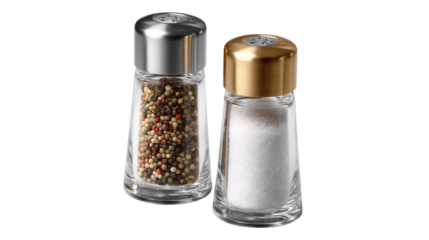 Seasoning Essentials: A captivating visual of a pepper shaker and salt shaker pair, offering a classic pairing of taste enhancer. This image would be great for any cooking project.
