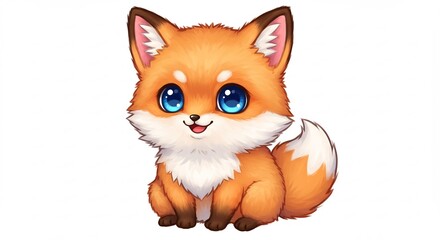 愛らしい狐 輝く瞳 柔らかな毛並み 幸せな表情. AI Generated
