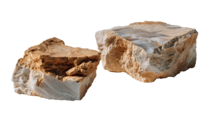 Rustic Stone Duo: Two textured stones sit in a studio setting, showcasing their earthy hues and natural formations. A perfect representation of geological marvels and earthy aesthetics.