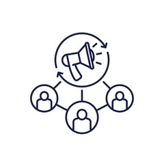 marketing and promotion line icon with people, customers