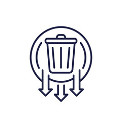 Reduce waste icon, line vector design with trash bin