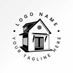 Logo design graphic concept creative premium vector stock image top sell sign old simple home rustic traditional century retro vintage house interior