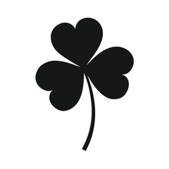 Simple black shamrock illustration on a white background represents irish culture and st patricks day