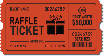 Editable Raffle Ticket Vector Template for Events and Lotteries