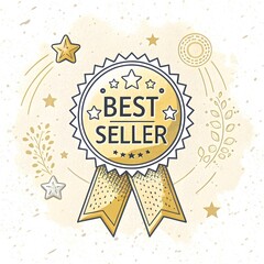 Best Seller Badge &ndash; Premium Gold Award Ribbon Illustration