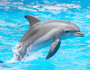 Obraz premium Bottlenose dolphin preforming a captivating show. AI