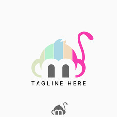 Logo design graphic concept creative premium vector stock image top sell monkey head initial B or 3 font eyes negative space animal sticker zoo gorilla