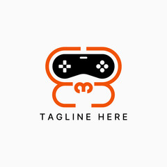 Logo design graphic concept creative premium vector stock image top sell monkey head number 3 font glasses joy stick gaming to kids animal zoo gorilla