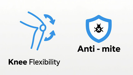 Fototapeta premium The knee joint arrow and mite shield represent the flexibility and mite prevention of the knee joint, suitable for health care and home protection scenarios.