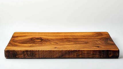 Solid, rustic wooden cutting board on a plain background.