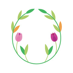 Oval Flower Frame With Spring Tulips
