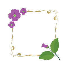 Floral Frame With Violets And Texture