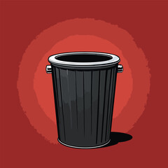 comic style vector trash bucket for graphic design purposes