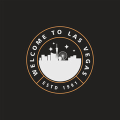 Fun vector retro design of Las Vegas city silhouette suitable for stickers or prints	
