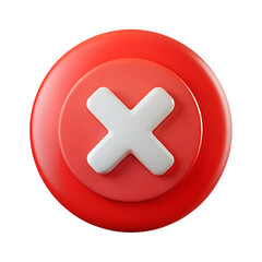 Obraz premium Three dimensional red circle with white x mark