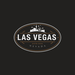 Fun vector retro design of Las Vegas city silhouette suitable for stickers or prints	
