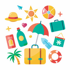 Flat travel and beach holiday essentials set