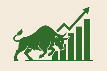 Bull Market Growth: Bull Symbol of Financial Strength