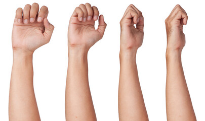 Male asian hand gestures isolated over the white background.  Check Nail.