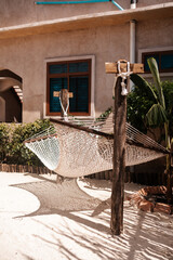 Hammock relaxation area outside a hotel in Zanzibar
