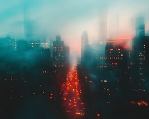 Fototapeta premium Ethereal Cityscape Abstraction Blurred Urban Silhouettes Exploring Minimalist Design Perspectives with Soft Geometric Light Transitions