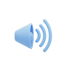 3D sound icon with blue speaker waves