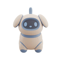 3d cute robot pet with dog-like design in pastel beige and blue