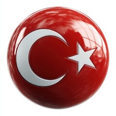 Obraz premium Turkish Flag Icon Red Sphere with Crescent Moon and Star Graphic Design Element