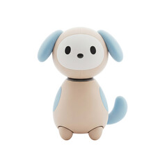 3d cute robot dog with pastel beige and blue design