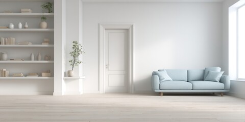 Modern Minimalist Living Room with Natural Light and Neutral Tones