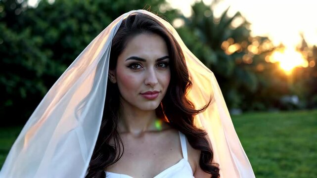 arafed woman in a white wedding dress with a veil over her head