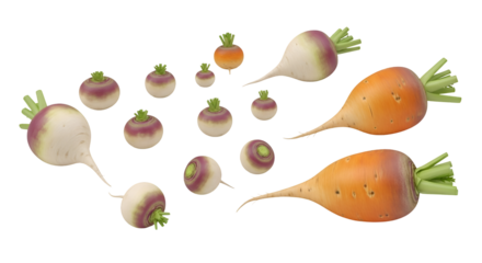 Turnips and Carrots with Transparent Background Images