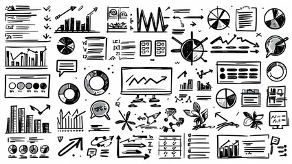 Naklejka premium Flat Vector Art: Hand-Drawn Infographic Elements for Presentations