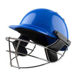 Fototapeta premium Blue cricket helmet with metal face guard safety equipment sports game