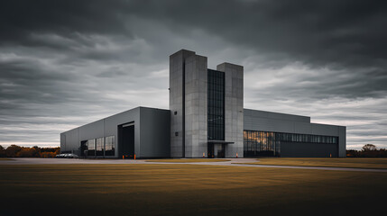 Innovative Factory Perspective: Advanced Production, Industrial Automation Scene, Contemporary Manufacturing Hub, Technology Integration, Streamlined Operations Display
