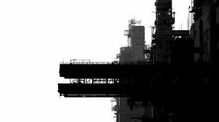 Obraz premium Industrial Sci-Fi Silhouette: Dark Greeble Design, Futuristic Tech Art, Abstract Machine Vector, Modern Cyberpunk Illustration 